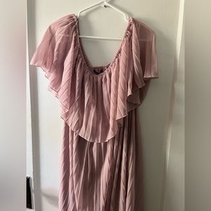 Shein curve brand, dusty pink pleated floor length dress
